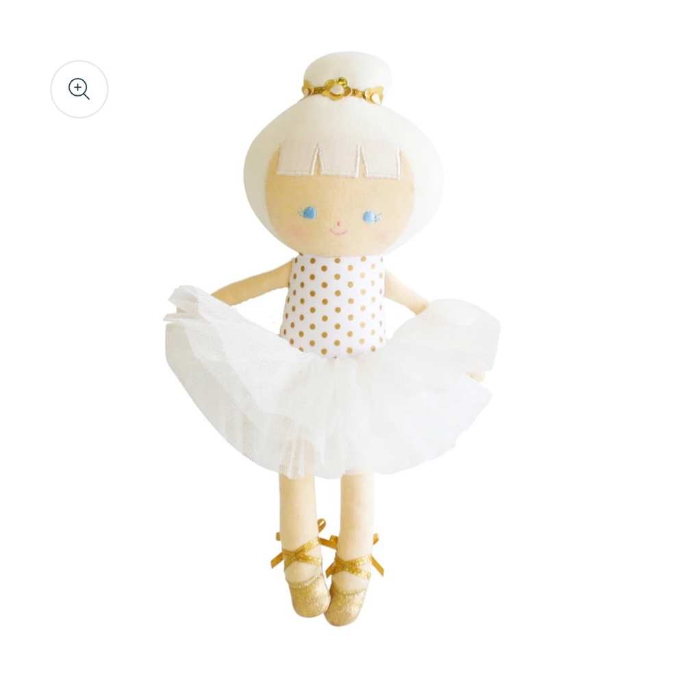ALIMROSE White and Gold Baby Ballerina Doll